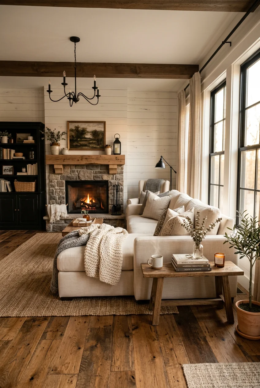 cozy modern farmhouse living room - 15 Cozy Modern Farmhouse Living Room Worth Trying
